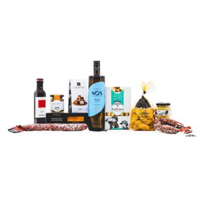 Lot de Nadal Artesà 1001 Sense alcohol, cistelles de Nadal, producte de proximitat, embotit català, lot artesà, lot de nadal sense alcohol