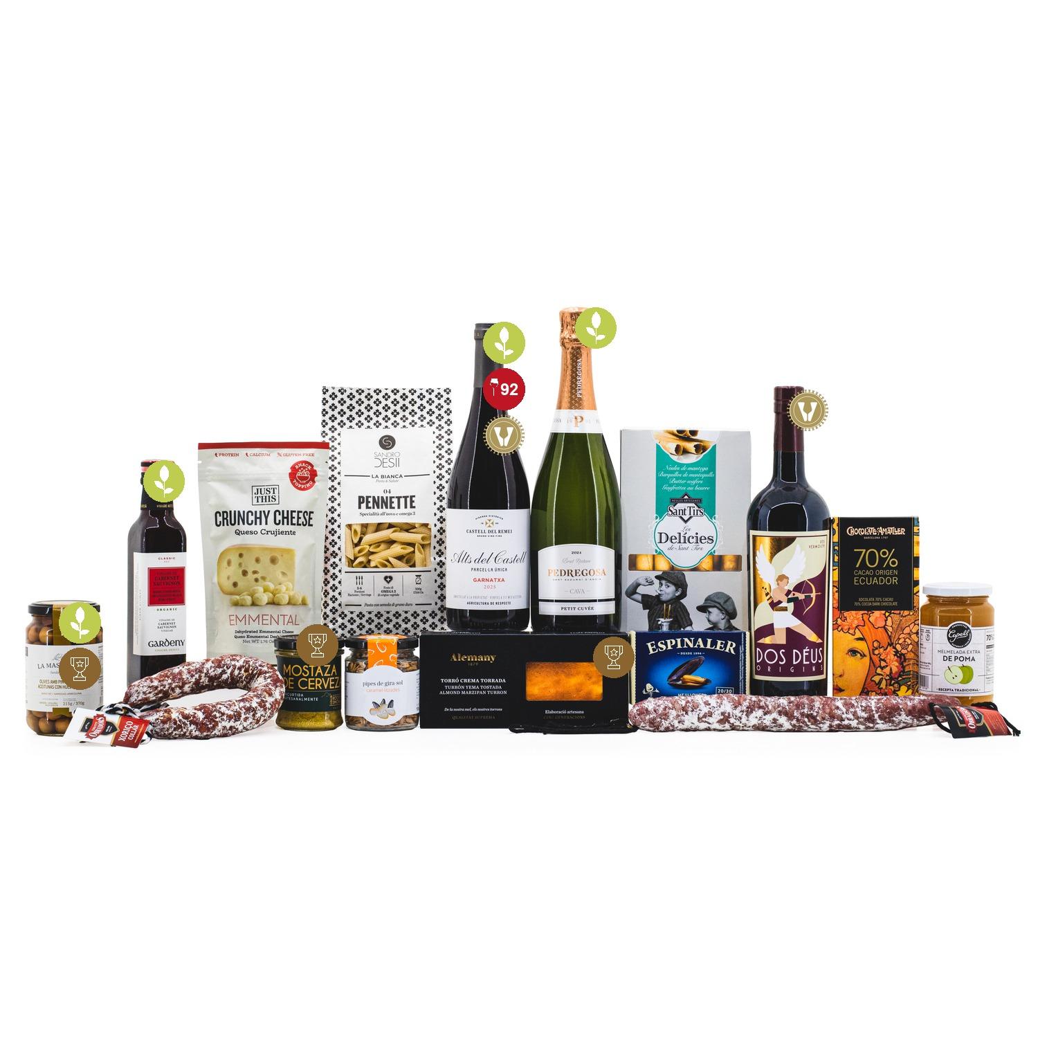 Lote de Navidad Artesà 1303, cesta artesana, lote con producto artesano, cesta con embutido artesano