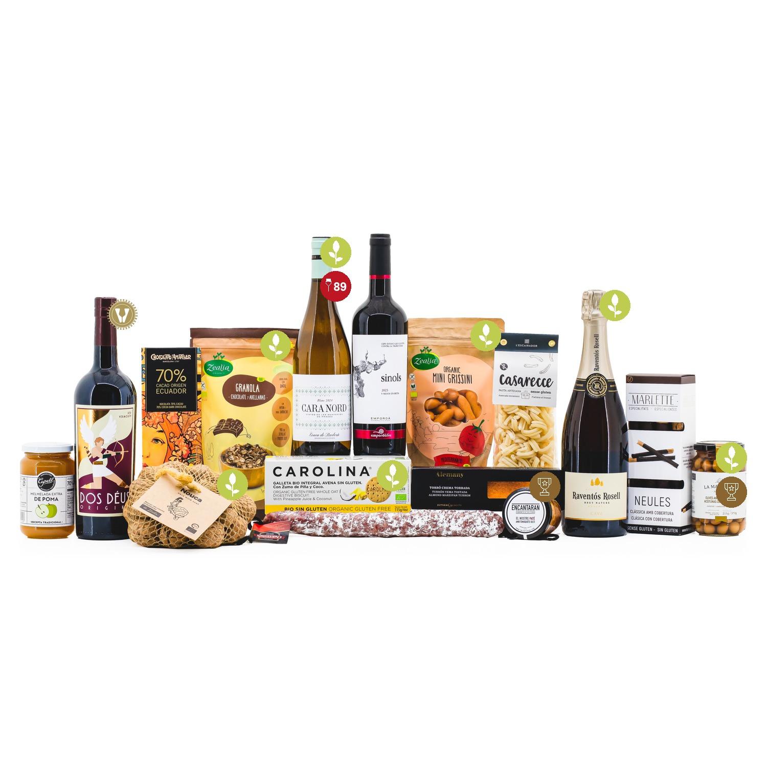 Lot de Nadal Artesà 1402 Sense gluten, cistella de sense gluten, producte català, detalls per empreses, lot de nadal sense gluten, lot artesà