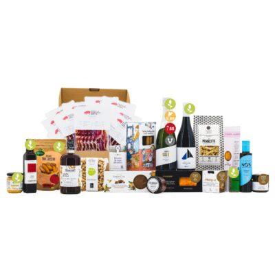 Lot de Nadal Artesà 2302 amb Espatlla Llescada, Paneres de Nadal, producte de proximitat, producte català, lot artesà, lot amb pernil llescat, lot de nadal amb embotit