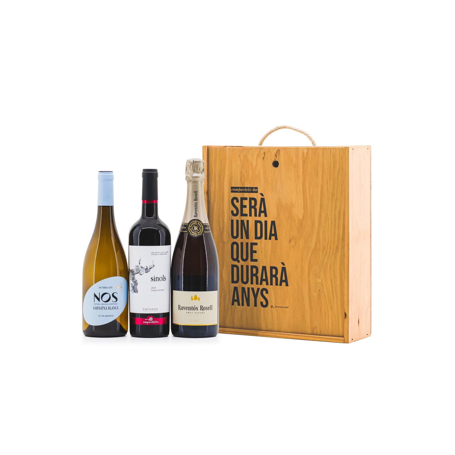 Regal Gastronòmic Comparteix 8302, detalls per empreses, vi català, cava ecològic, regal d'empresa