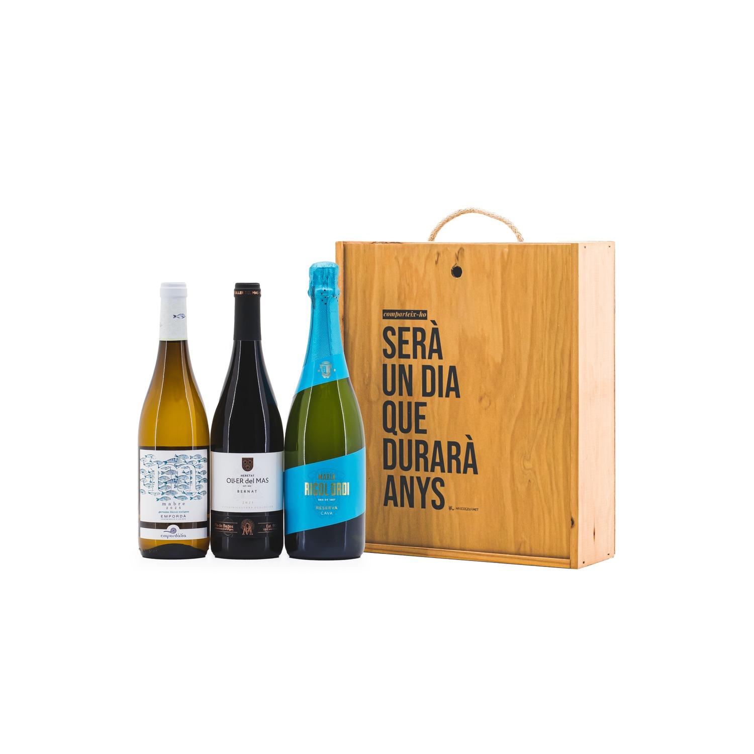 Regal Gastronòmic Comparteix 8303, detalls per empreses, vi català, cava ecològic, regal d'empresa